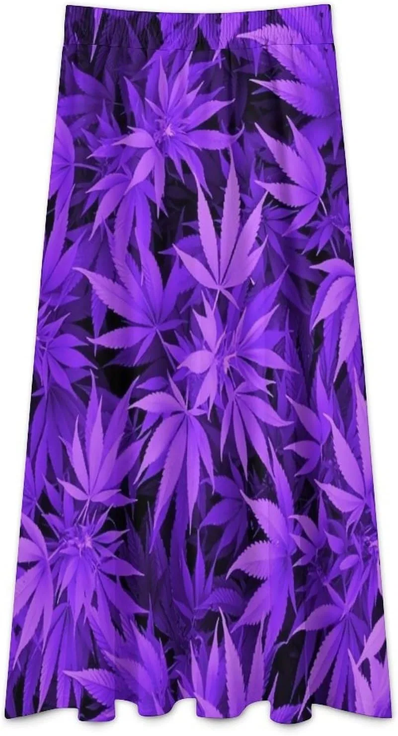 Женская юбка миди с принтом Neon Weedleaf Leaves, Purple — фото 2