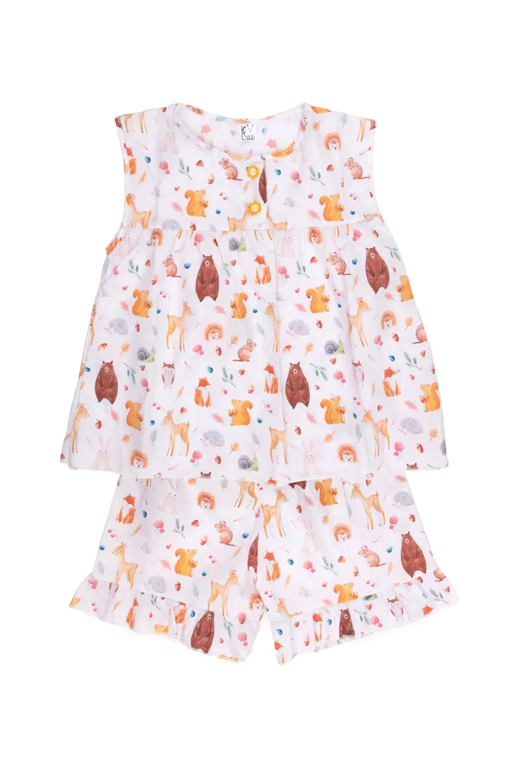 Детский хлопковый пижамный комплект Woodland Friends Fox In A Box, White