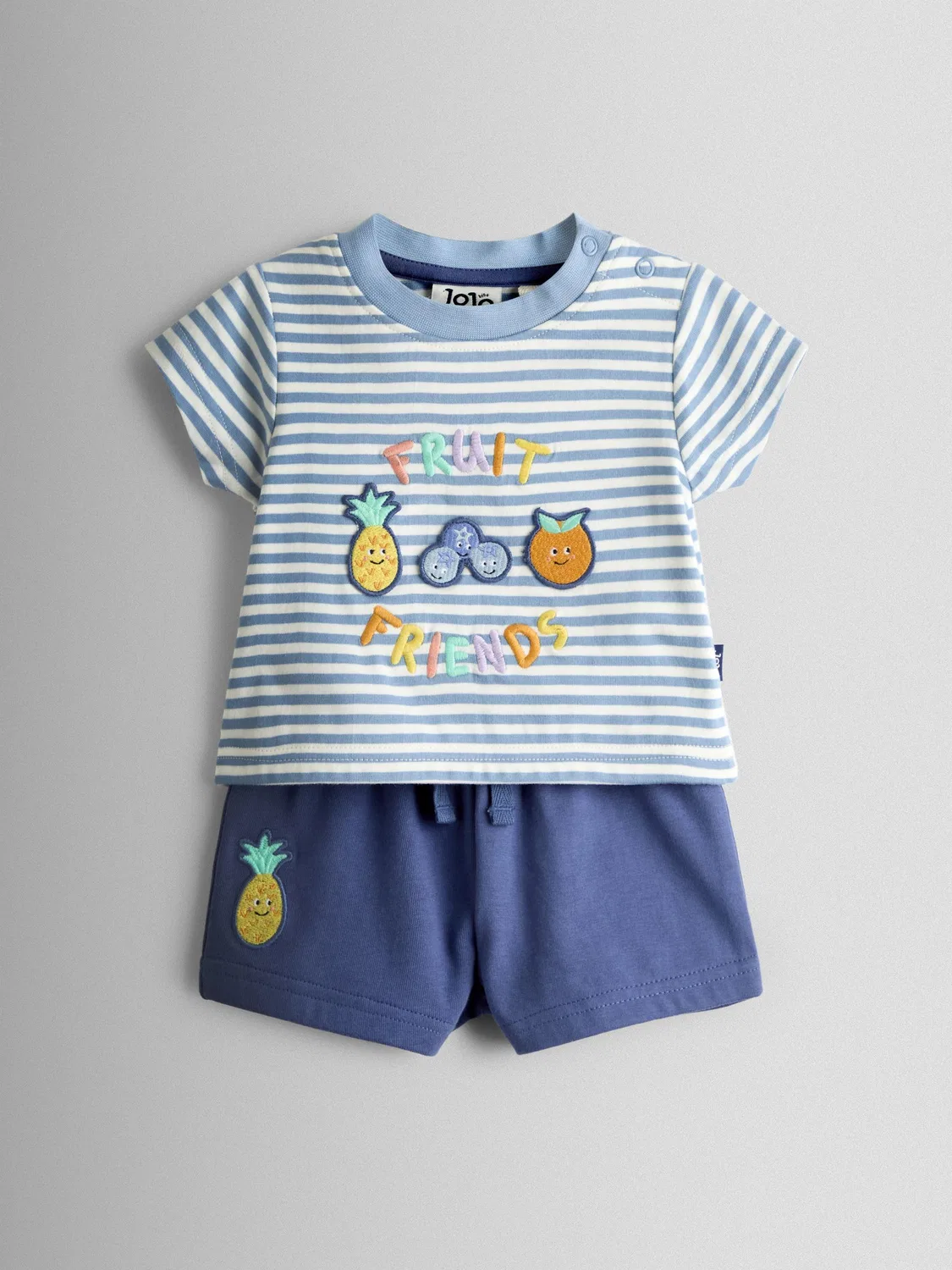 Детский комплект из футболки и шорт, с принтом фруктов Jojo Maman Bébé, Blue Fruit