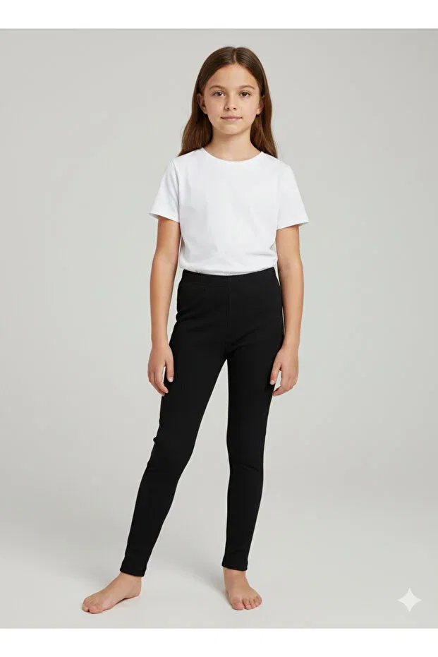Детские леггинсы для девочек хлопковые Basics Heren, Black — фото 4