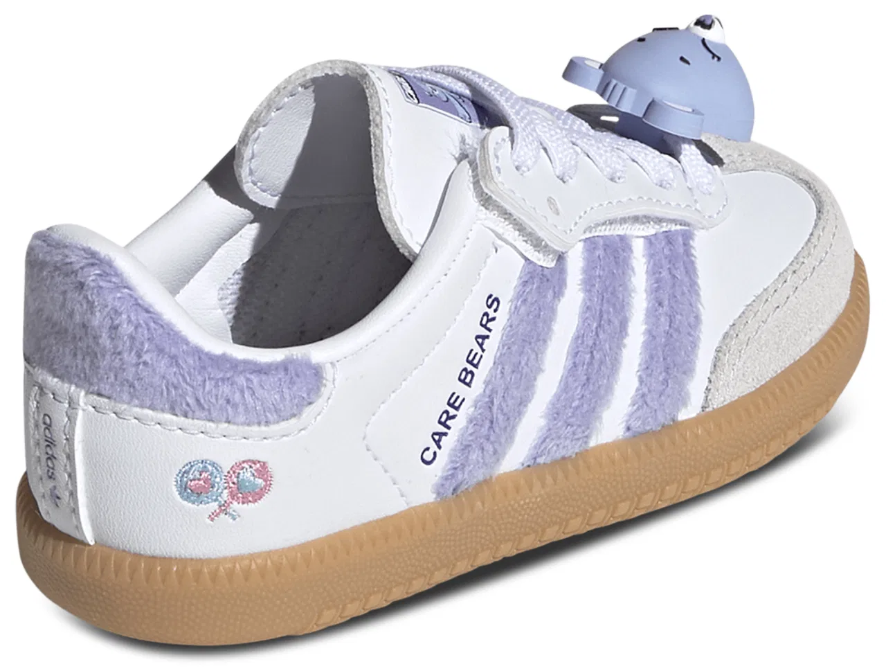 Детские кроссовки для девочек с кожаным верхом Adidas Originals Samba, Light Purple/Footwear White/Blue Dawn — фото 3