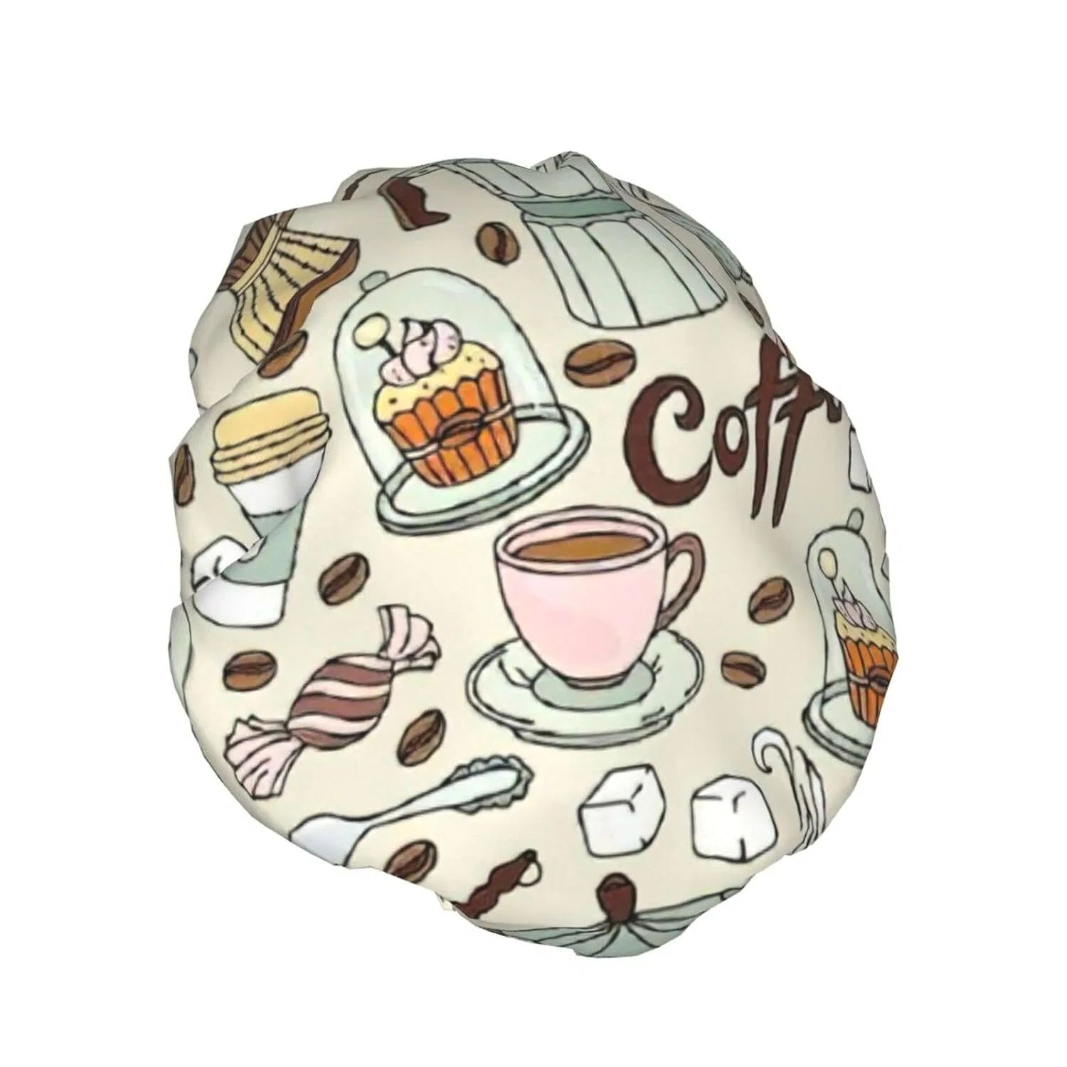 Шапочка для душа с принтом кофе и конфет, WURTON, 27 см, Kaffee und Süßigkeiten Zucker Schokolade — фото 2