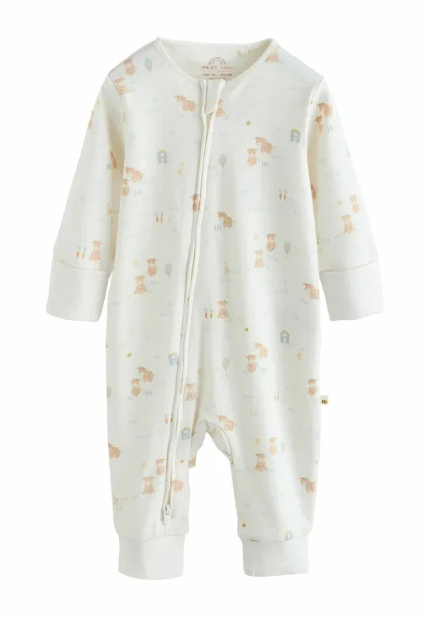 Пижама из 100% хлопка Regular fit two way zip 3 pack Next Cream Hamish, кремовый — фото 4
