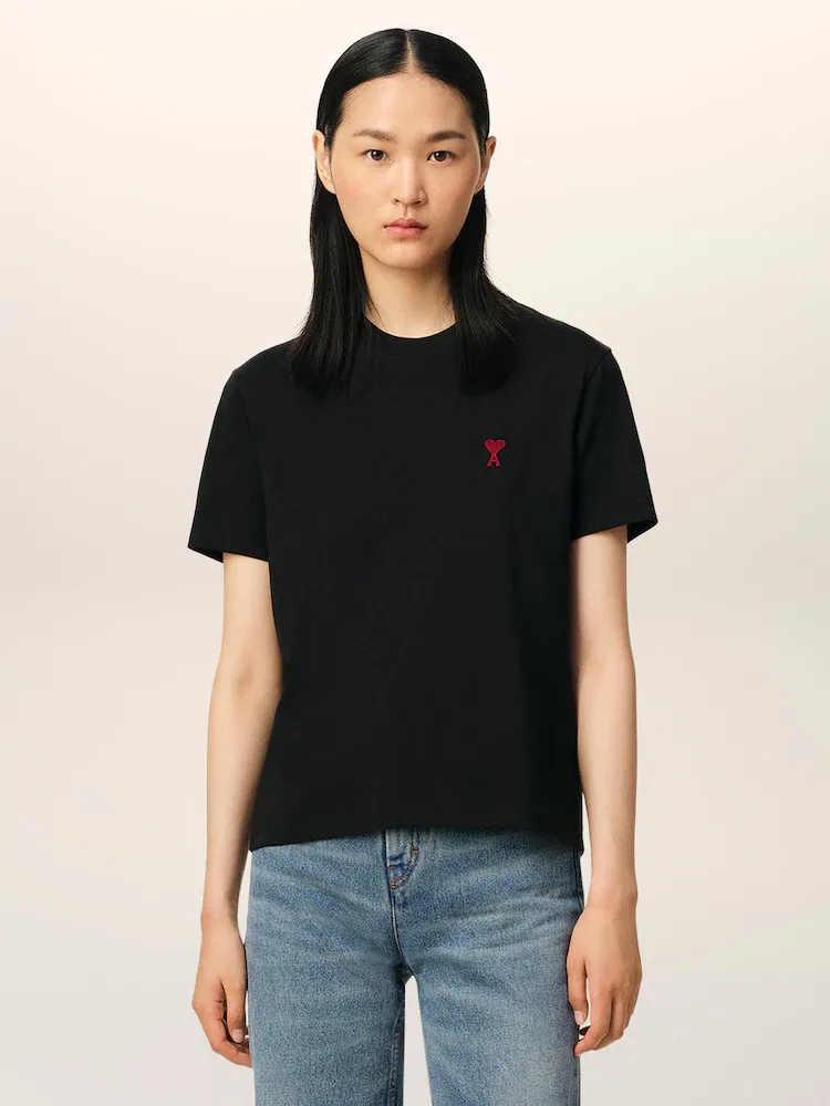 Футболка с классическим дизайном Red Adc Tshirt AMI PARIS, Black