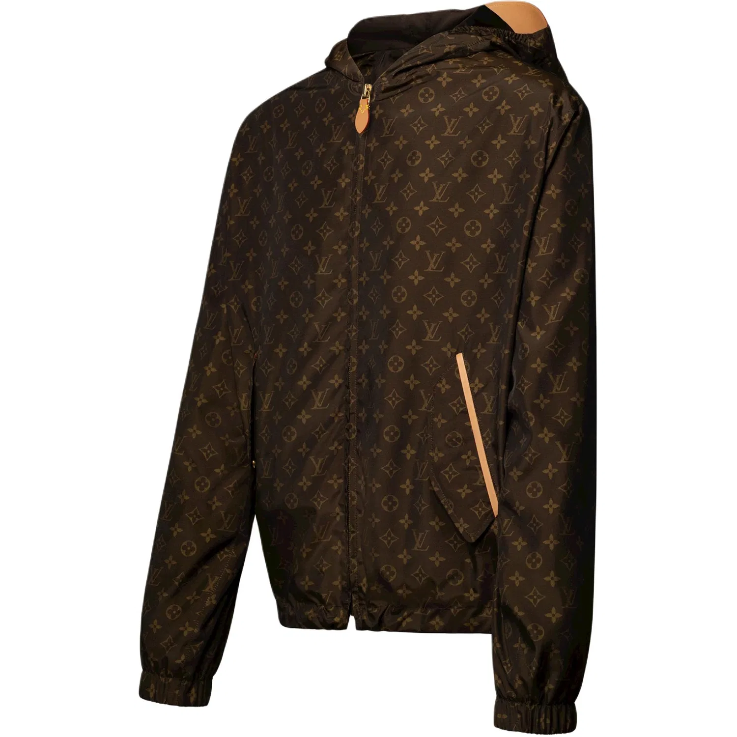 Мужская куртка с капюшоном и монограммой, немодельный прямой крой, LOUIS VUITTON, Brown — фото 4