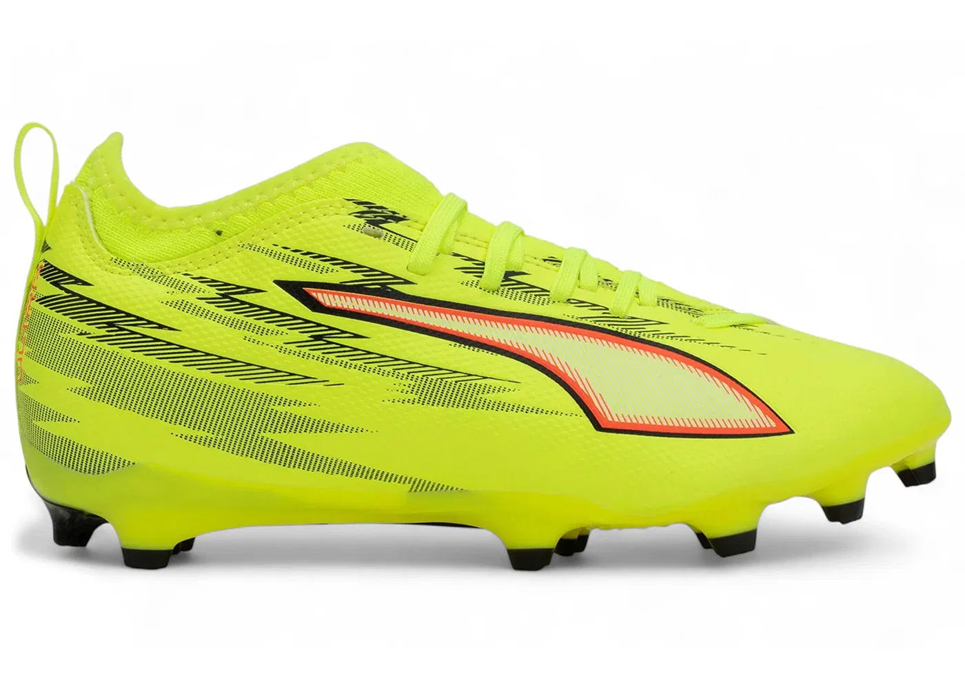 Детские бутсы для шипастых/искусственных полей Puma Ultra 6 Match FG/AG Jr, Yellow Alert/Puma Black/Glowing Red/Lime Squeeze