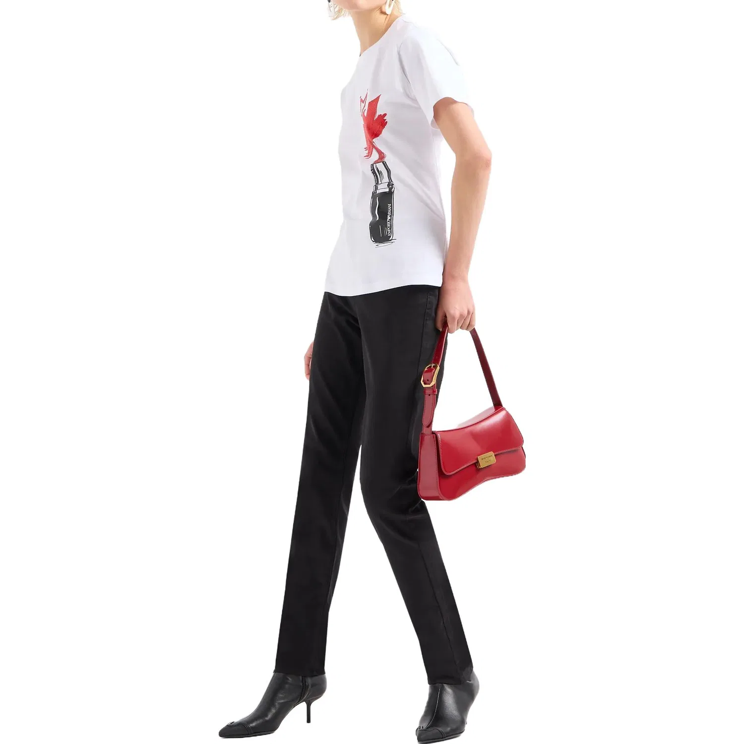 Футболка с графическим принтом из хлопка, Emporio Armani, White — фото 3