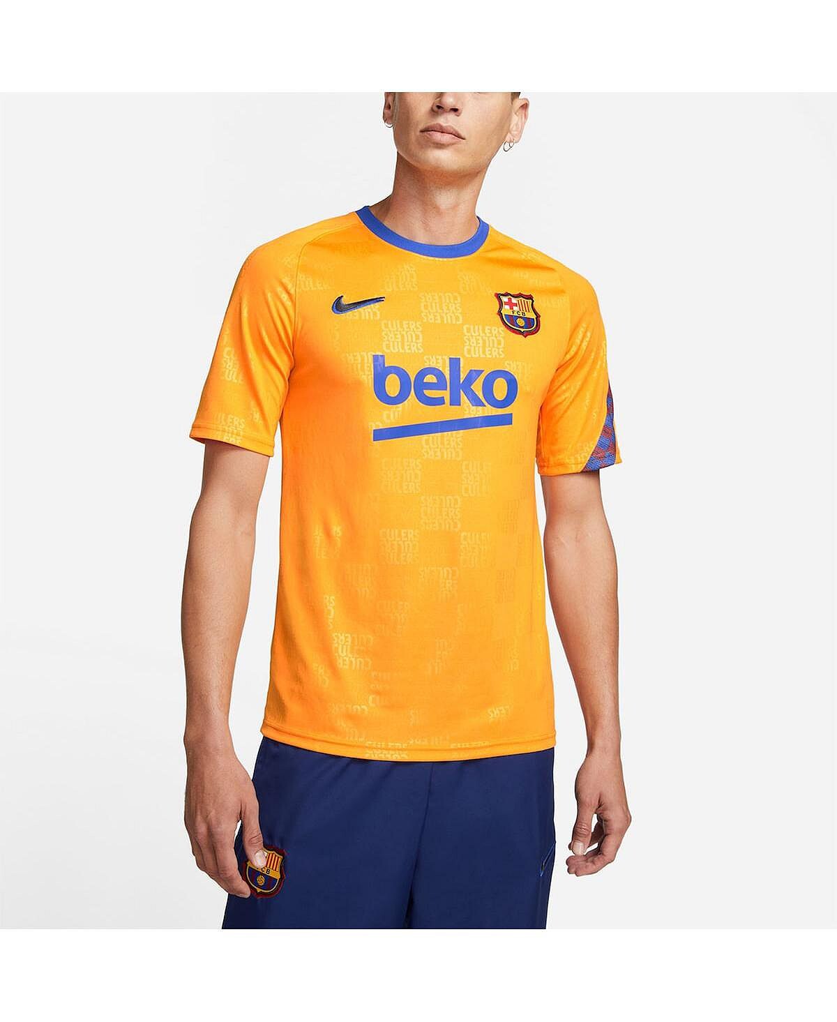 

Мужская футболка orange barcelona 2021/2022 pre-match performance top Nike