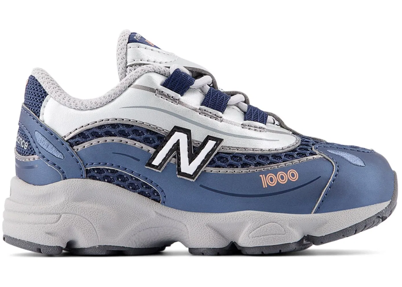 Детские кроссовки Lifestyle с шнурками-эластичными шнурками New Balance 1000 Bungee Lace New Balance, Vintage Indigo Light Silver Metallic