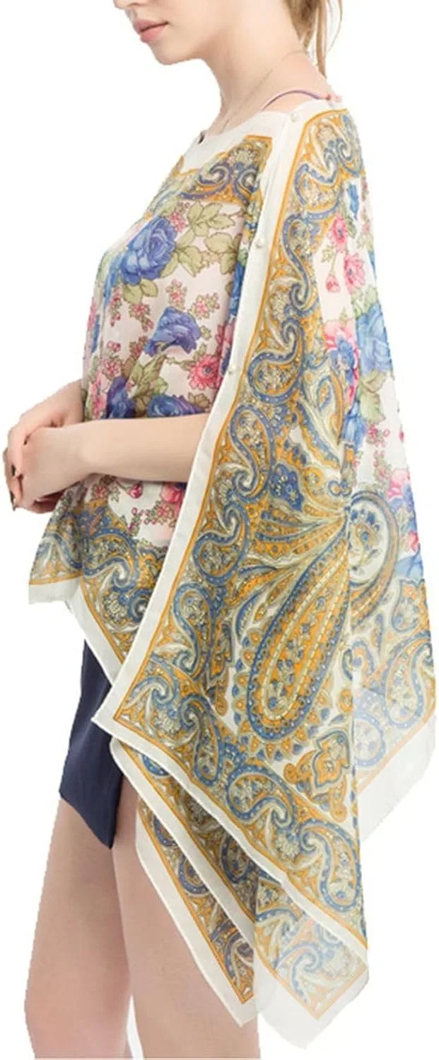 Женская пляжная накидка V-образным вырезом Paisley, White — фото 2
