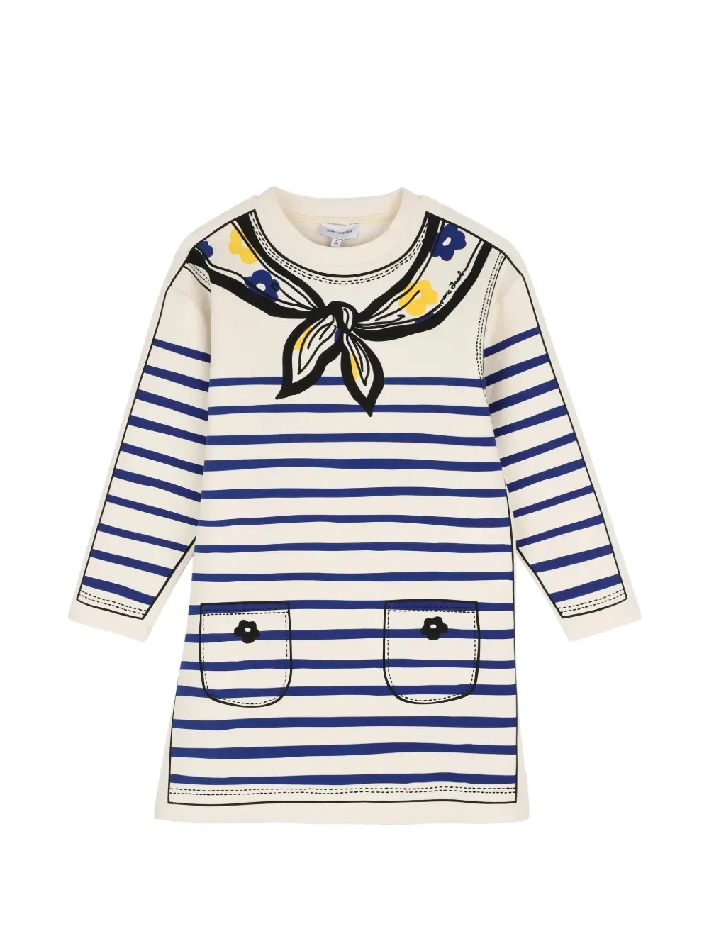Полосатое платье с эффектом тромплей Marc Jacobs Kids, бежевый