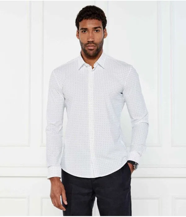 Мужская рубашка с длинным рукавом P-Roan-Kent-C1-233 Slim Fit BOSS, белый — фото 3