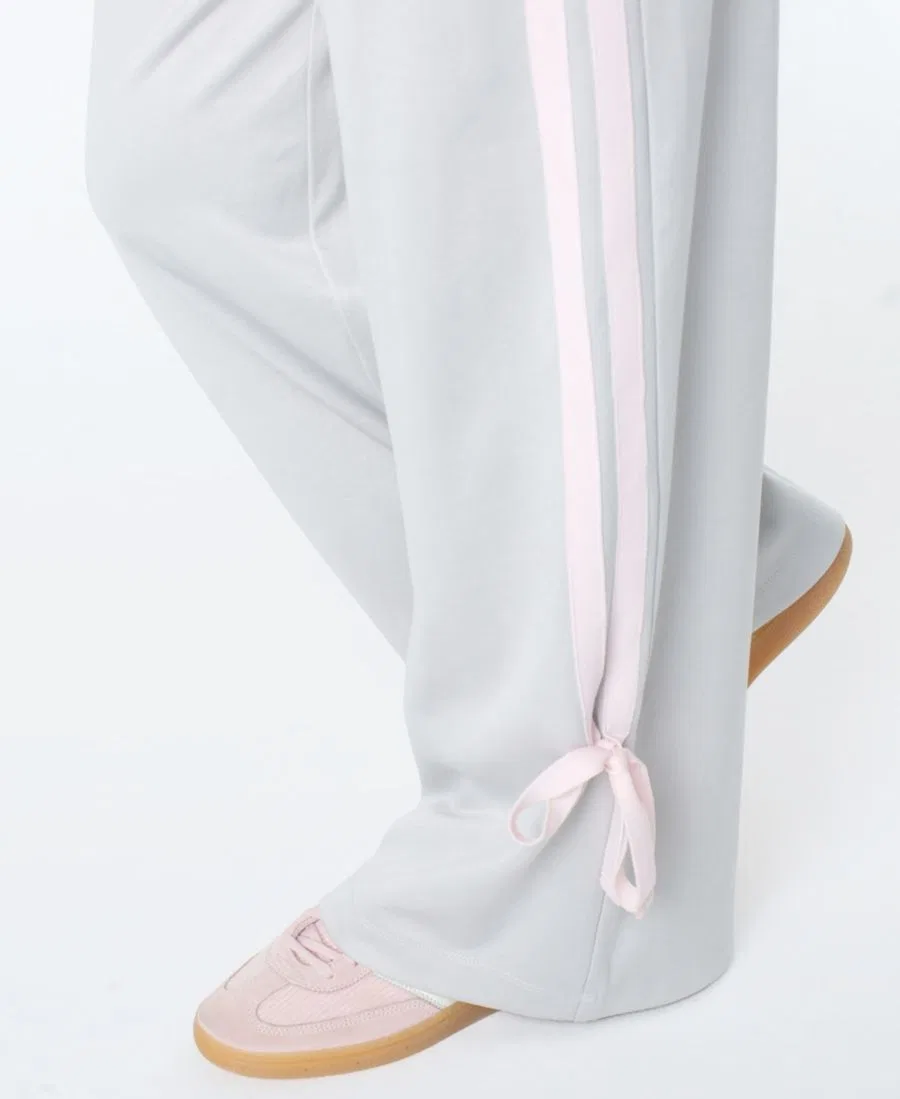 Широкие спортивные брюки с бантом, модель Bow-Detail Celebrity Pink, Grey/Pink — фото 2