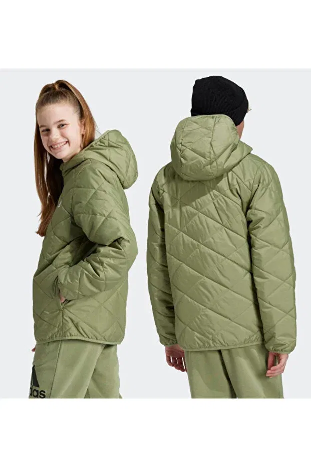 Детское пальто для девочек утепленное Adidas, Tent Green — фото 2