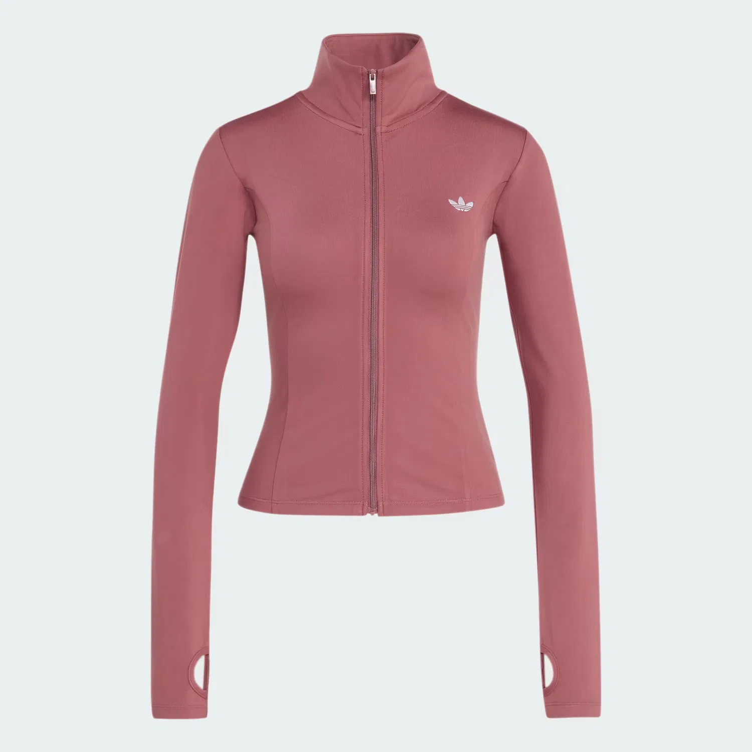 Женская олимпийка с молнией и воротником-стойкой Essentials Polyester Tracktop Adidas Originals, бордовый — фото 4