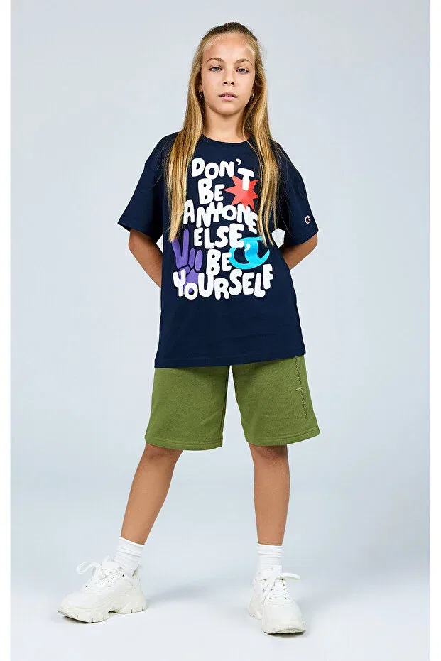 Детские шорты для девочек хлопковые Icons bermuda green kids shorts-306766-gs573 Champion, Green-47 — фото 3