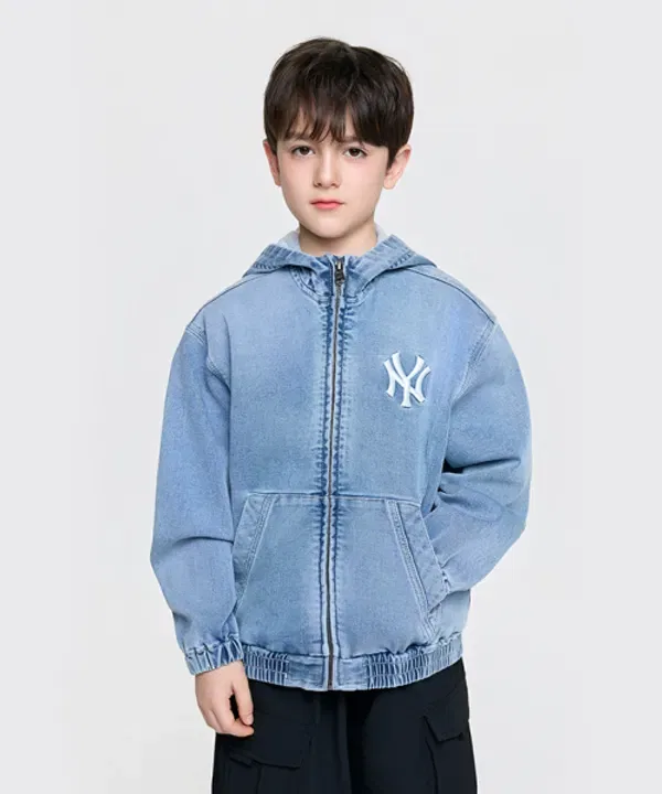 Джинсовая куртка-худи базовая, ny Mlb Kids, синий