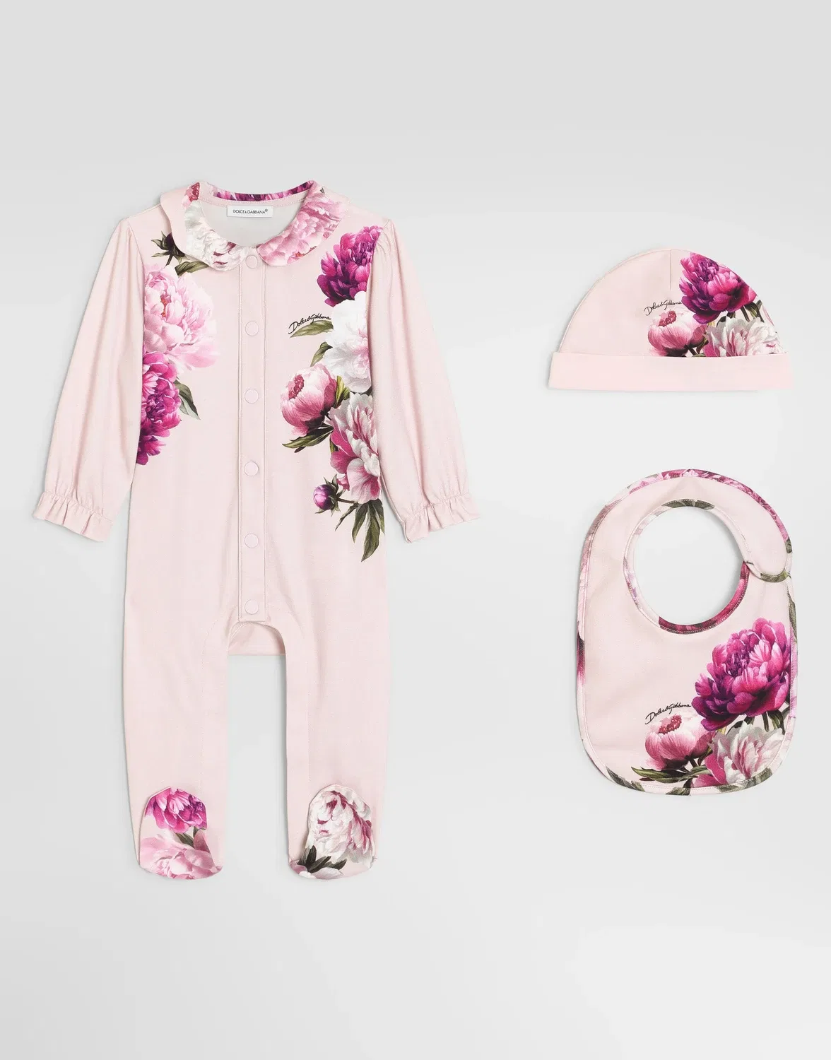 Подарочный набор из интерлока с пионовым принтом Dolce & Gabbana, бежевый