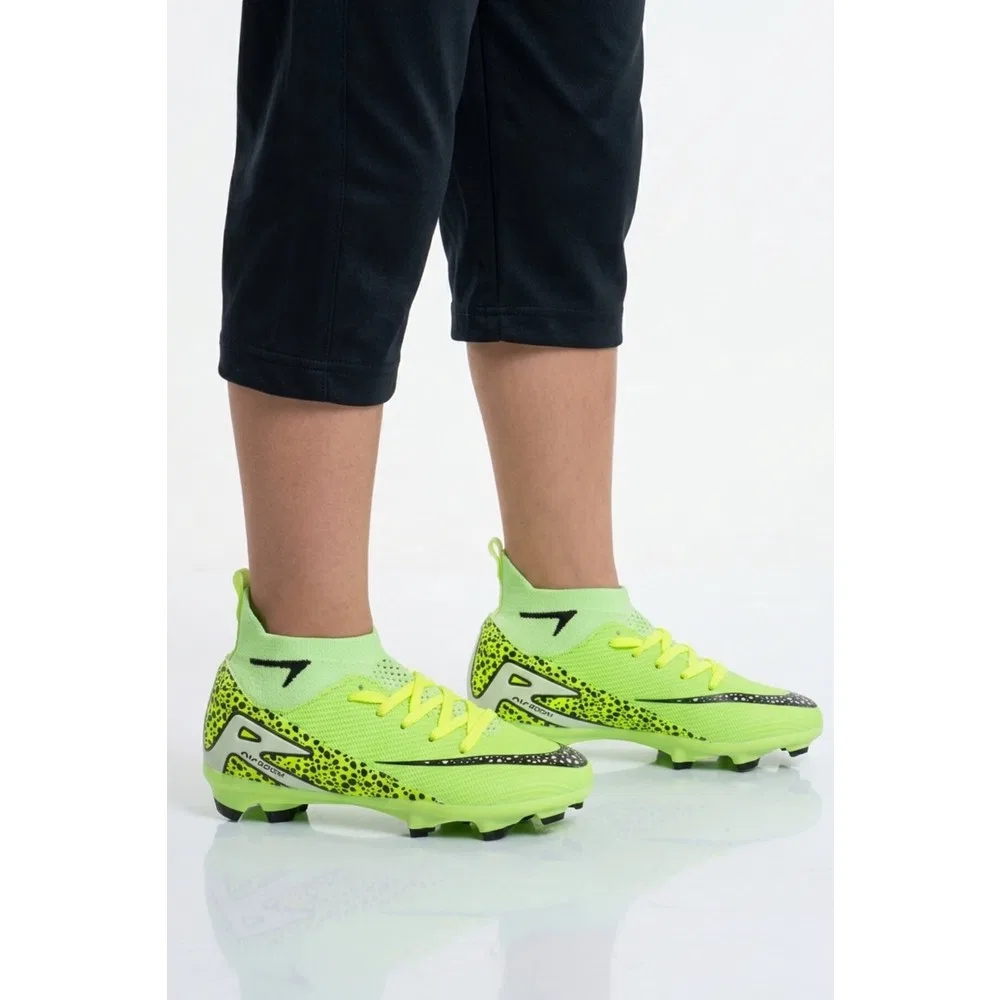 Детские футбольные бутсы с высоким голенищем Green Black 610 Süperfly F Laliga