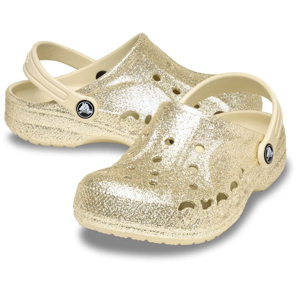 Детские сабо-клоги с блестками Baya Glitter Crocs, Winter White — фото 2