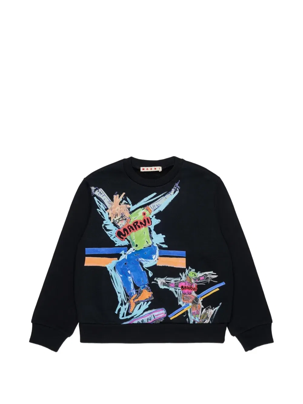 Свитшот с графическим принтом Marni Kids, черный