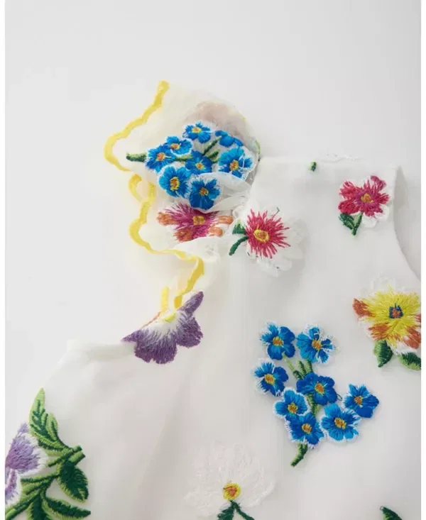 Детское платье для девочек с принтом Carly Embroidered Mini Dress Marlo Kids, мультиколор — фото 4