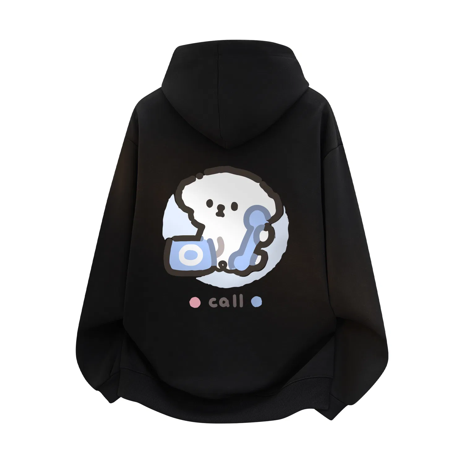Детский свитшот утепленный с принтом Black (Puppy with A Call) Paul Costelloe