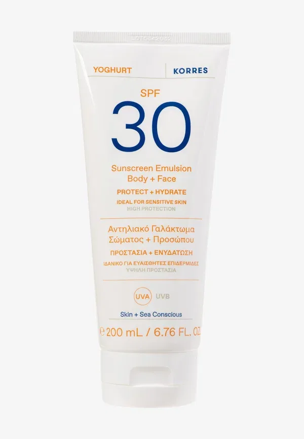 Солнцезащитная эмульсия на основе йогурта для тела и лица, SPF 30 - защита от солнца 200 мл Korres