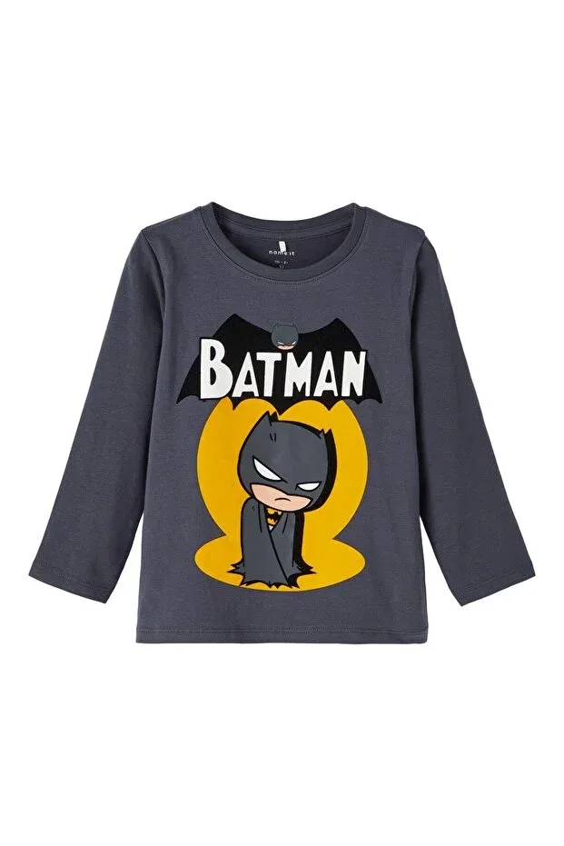 Детская толстовка для мальчиков с принтом Crew Neck Printed Anthracite Boy's Sweatshirt Name It, Anthracite