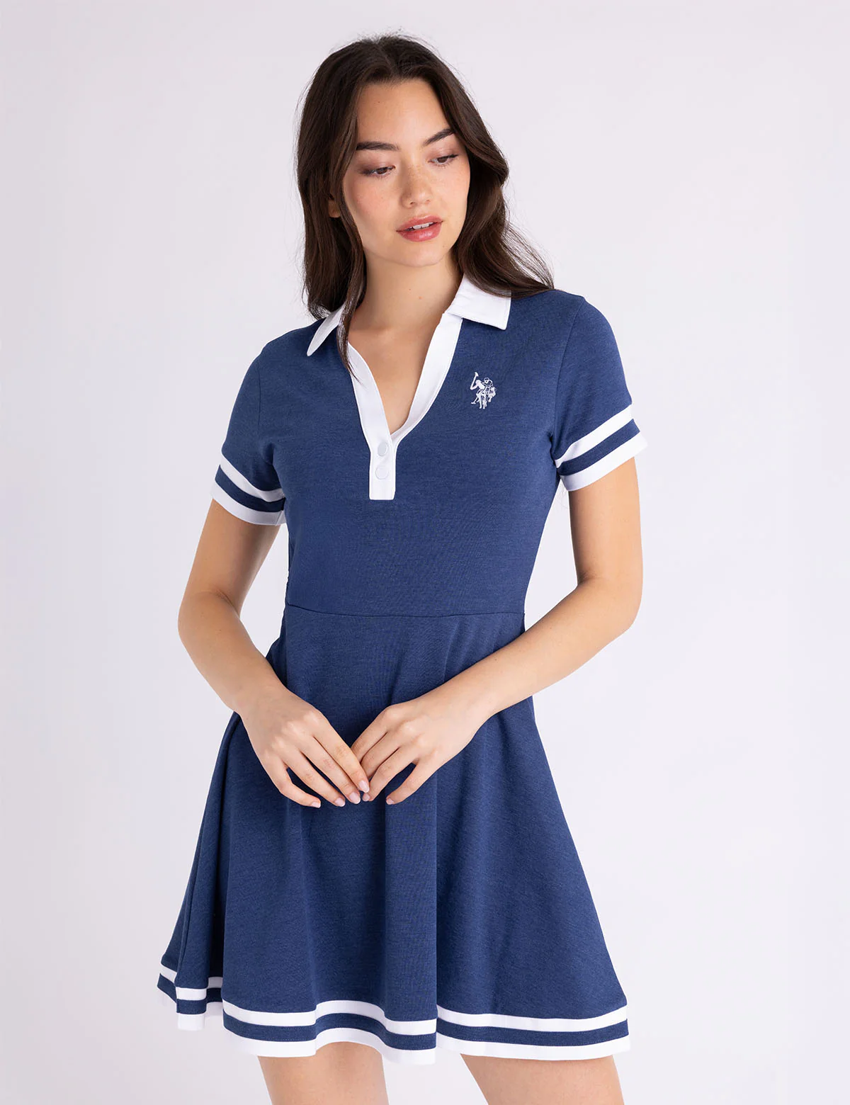 

Платье-футболка U.S. Polo Assn Fit And Flare Y-placket Polo, синий