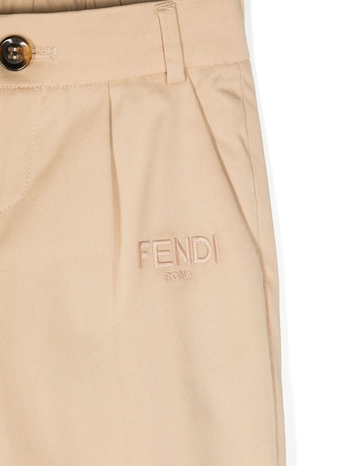 Брюки с вышивкой логотипа FENDI, бежевый — фото 3
