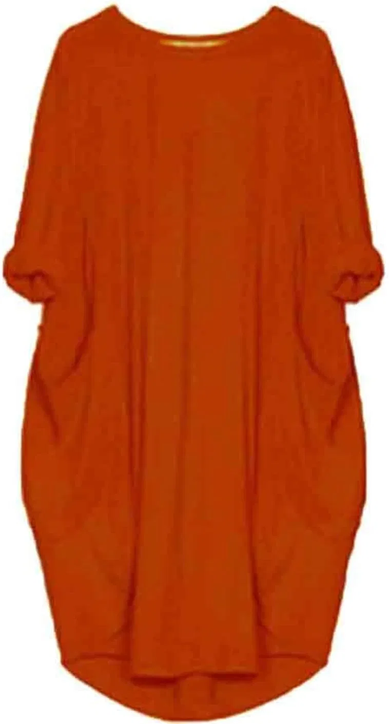 Женское свободное платье-футболка с карманами, Orange