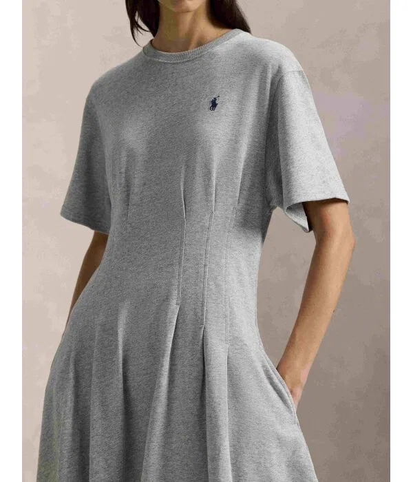 Женское платье-трапеция из хлопка Polo Ralph Lauren, серый — фото 4