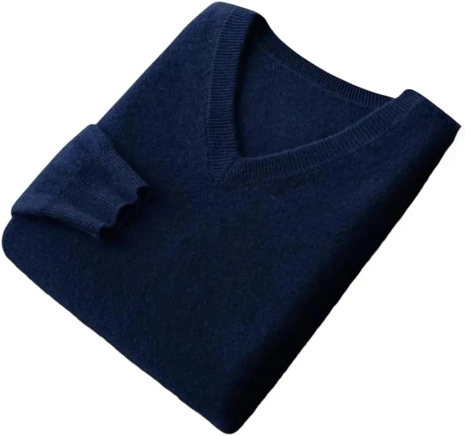 

Мужской свитер из кашемира и хлопка с V-образным вырезом