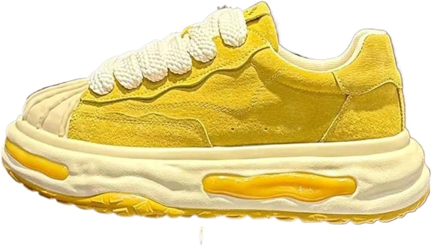 

Мужские платформенные кроссовки на шнуровке с дизайном носка в стиле «ракушка», удобные для ходьбы, для повседневной носки Azttoztto, желтый