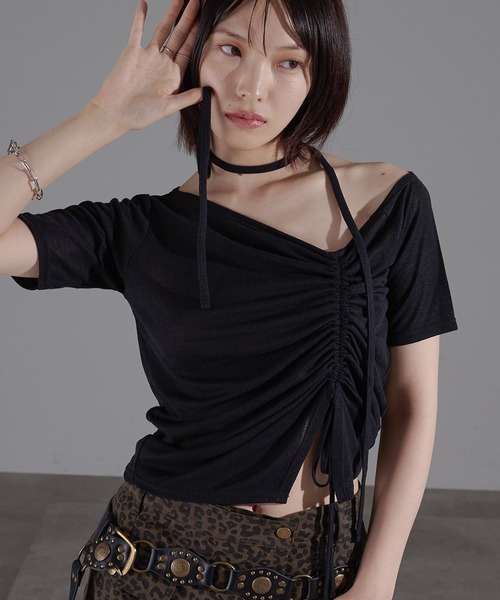 

Топ с открытыми плечами и завязками Apres jour mignon, черный