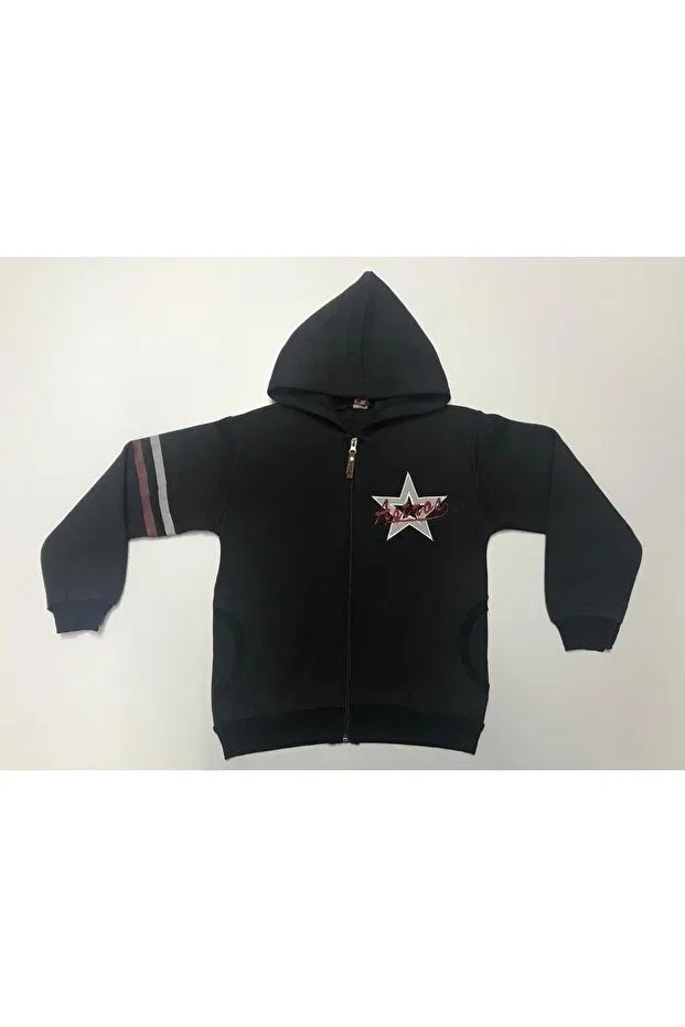 Мужские свитшот-кардиган с вышивкой Winter 3-thread star embroidery Baby Slon Kids Clup, Black