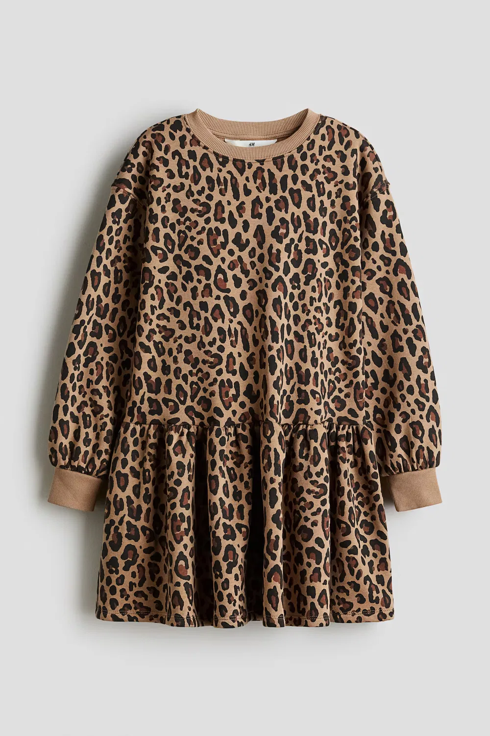 Платье-Толстовка H&M, Beige/Leopardenprint