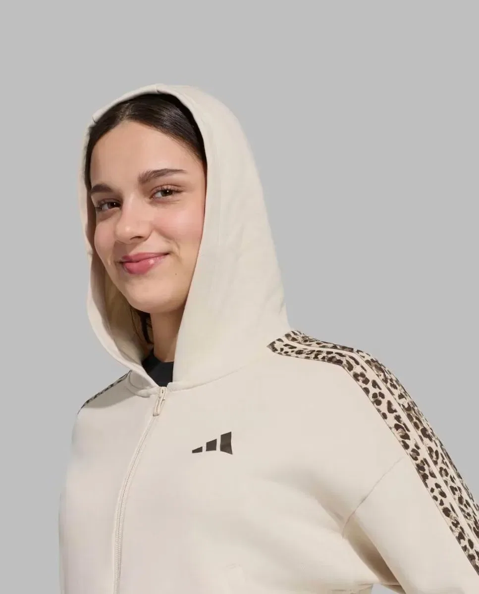 Детская кофта на молнии с принтом Seasonals Animal adidas, Beige — фото 4
