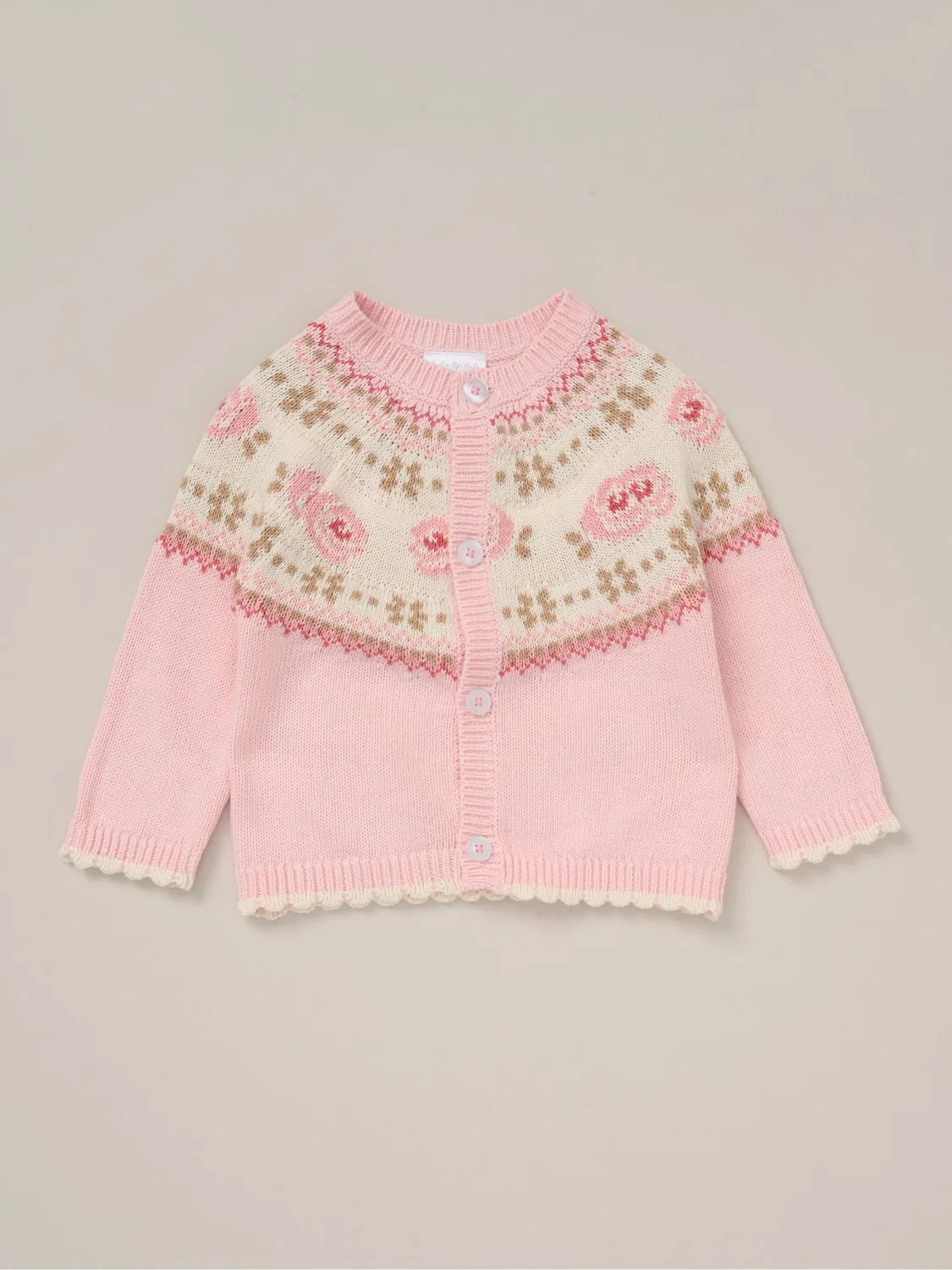 Кардиган и брюки, вязаный комплект Fairisle Rock-A-Bye Baby Boutique, розовый — фото 3