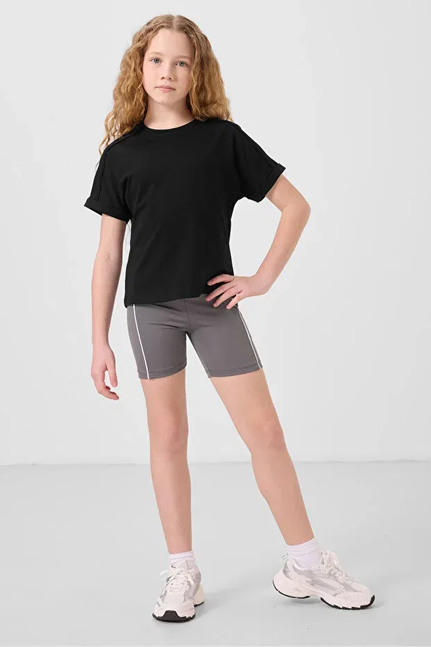 Детские леггинсы для девочек базовые Tommy Life, Dark Gray — фото 3