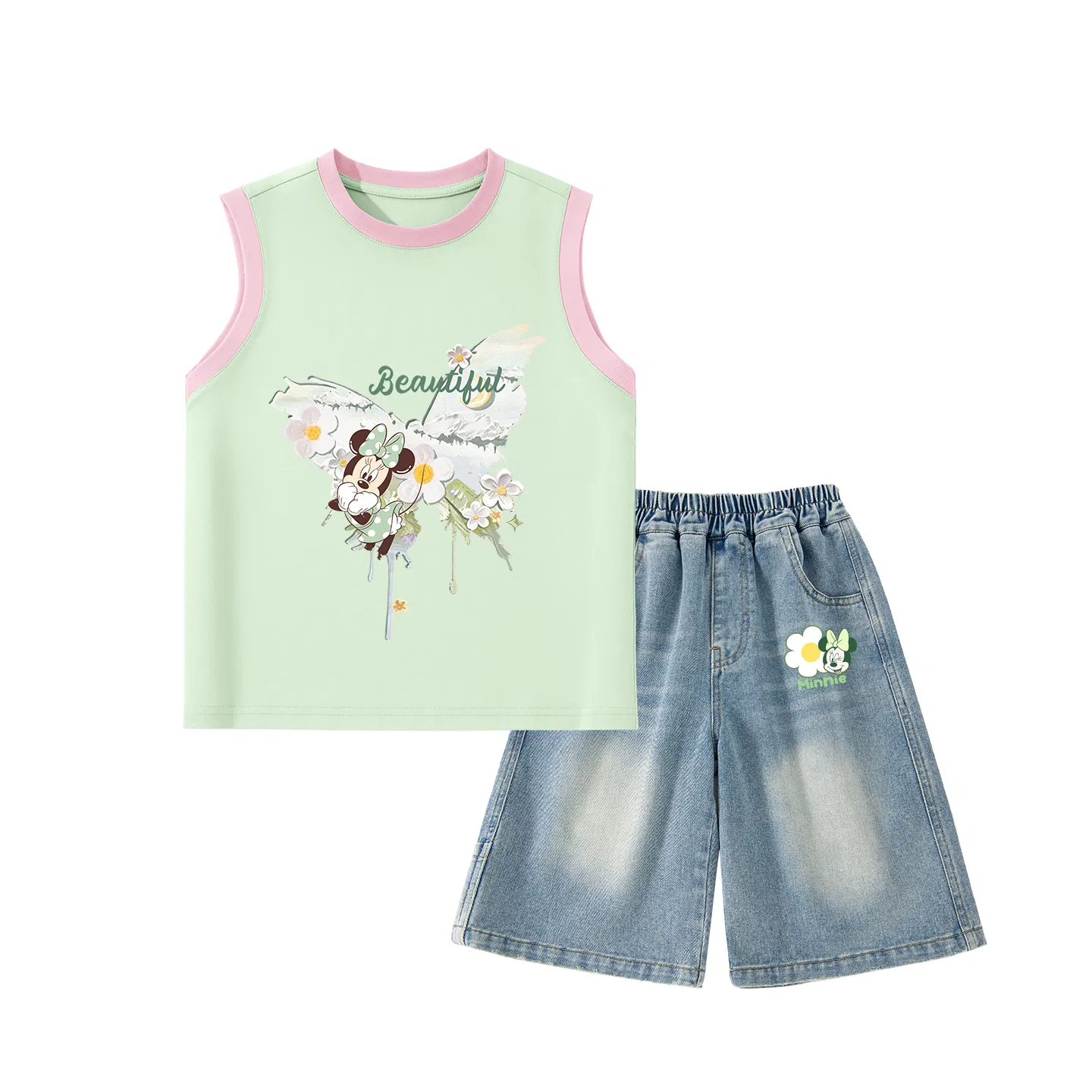 Детский спортивный костюм с круглым вырезом Disney, Di Butterfly Pink Green