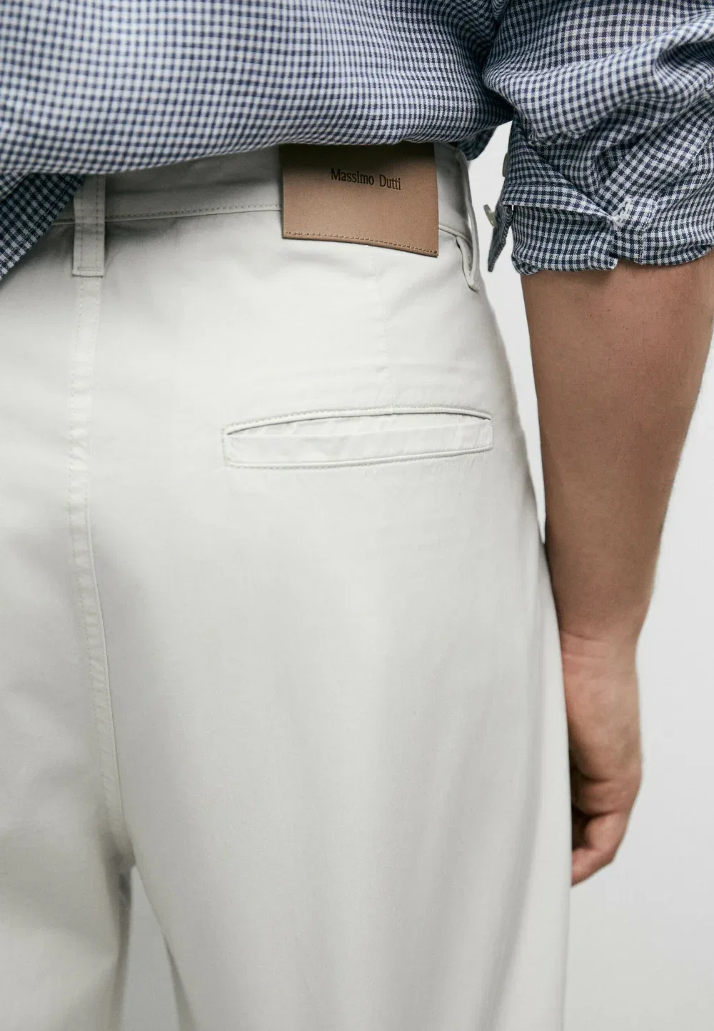 Брюки-Бочонок из поплина с эффектом денима - джинсы свободного кроя Massimo Dutti, Sand — фото 4
