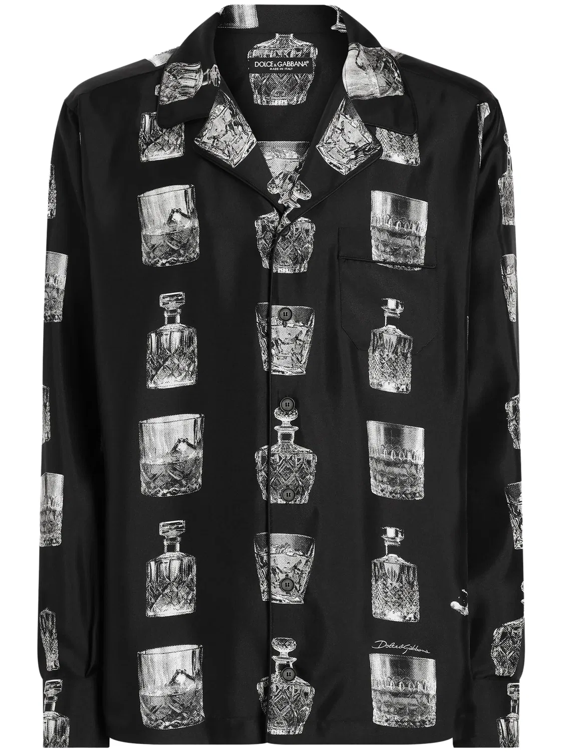Dolce & Gabbana Рубашка Liquor из шелка, черная