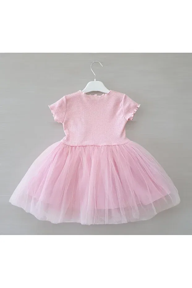Детское платье для девочек с принтом Lulu cherry short sleeve baby girl kids cherry fluffy tutu dress princess stretchy lycra pink Şirin Şeyler Butiği, Pink — фото 3