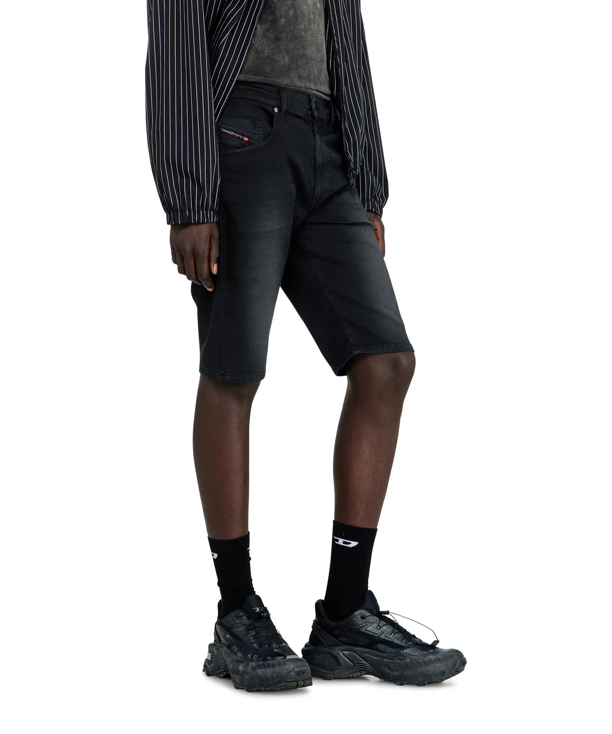 Мужские джоггеры-шорты с принтом D-KROOLEY-SHORT DIESEL, Black — фото 2