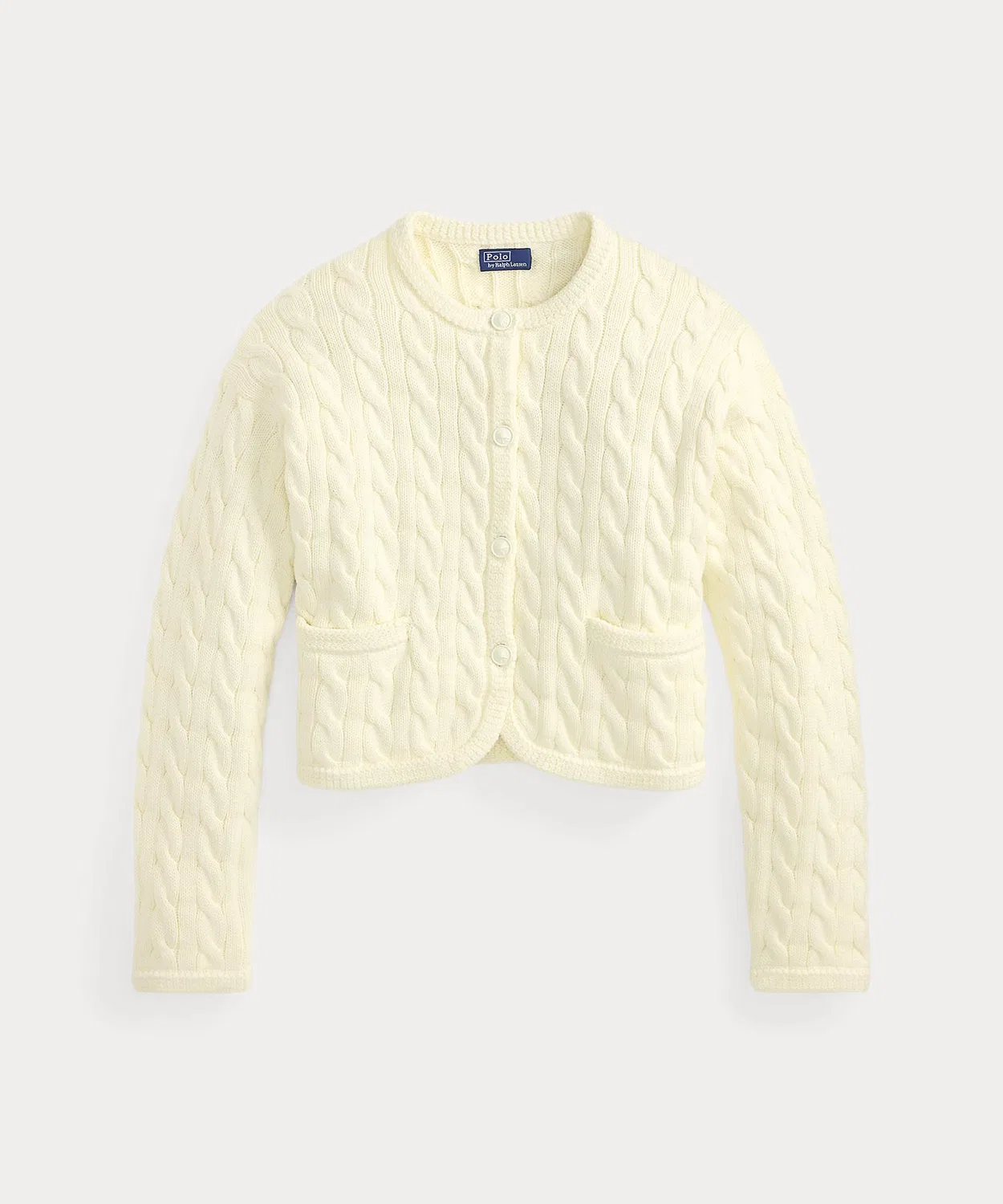 Женский кардиган с длинным рукавом с кабельным узором POLO RALPH LAUREN, Natural — фото 2