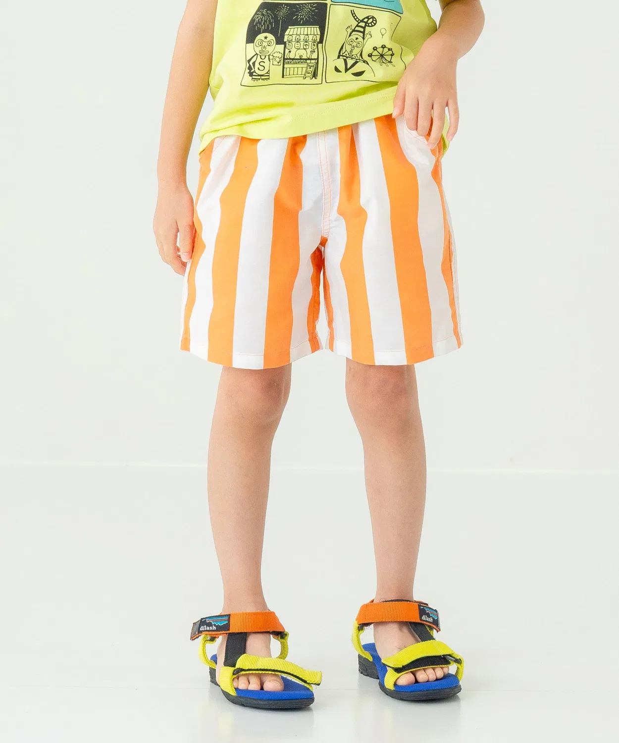 Детские шорты с принтом в полоску, с задним карманом, модель Back Pocket Stripe DILASH, Orange