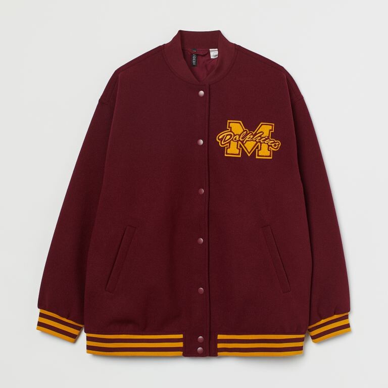 

Куртка H&M+ x Netflix Varsity Dolphins, бордовый/оранжевый