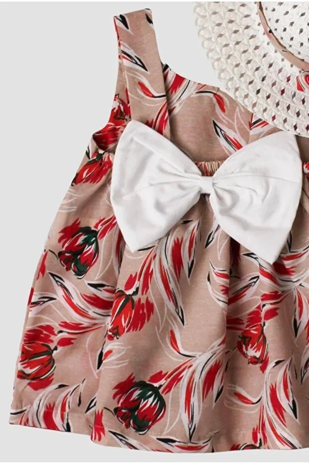 Детское платье для девочек хлопковое с принтом Chicsy Baby, Beige — фото 3